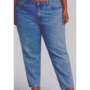 Boohoo Jeans Mom High Rise Blue Denim Womens Plus 24 Boot Cut